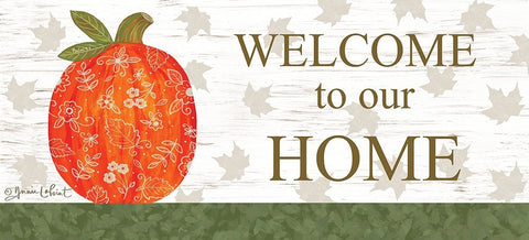 Welcome to Our Home Pumpkin Black Ornate Wood Framed Art Print with Double Matting by LaPoint, Annie