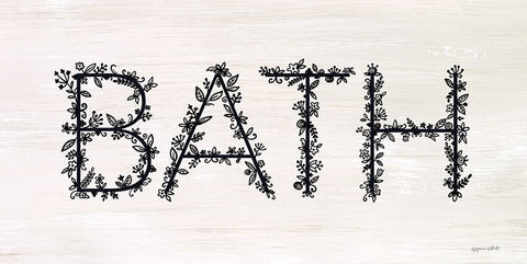 Bath Sign White Modern Wood Framed Art Print with Double Matting by LaPoint, Annie