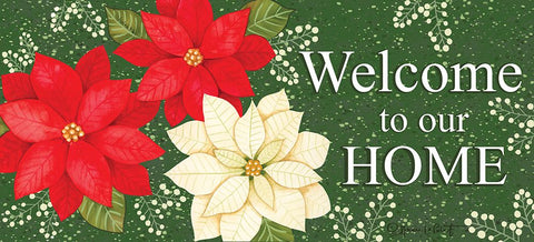 Welcome Home Poinsettias Black Modern Wood Framed Art Print by LaPoint, Annie