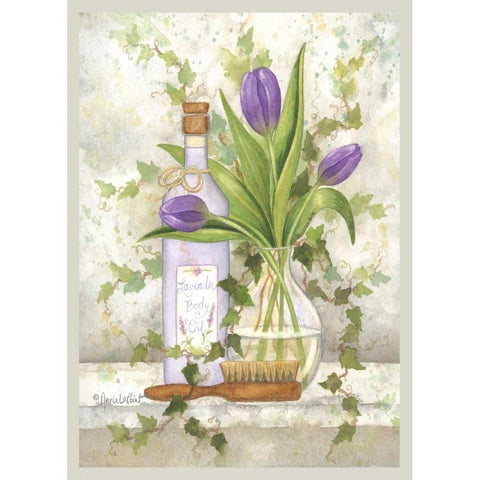 Lavender Body Oil Gold Ornate Wood Framed Art Print with Double Matting by LaPoint, Annie