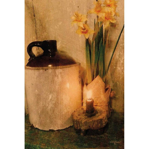 Daffodils by Candlelight Black Modern Wood Framed Art Print with Double Matting by Smith, Anthony