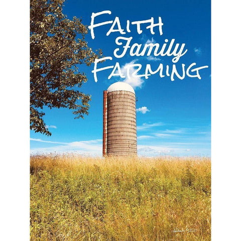Faith, Family, Farming Silo White Modern Wood Framed Art Print by Smith, Anthony