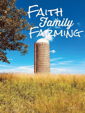 Faith, Family, Farming Silo White Modern Wood Framed Art Print with Double Matting by Smith, Anthony