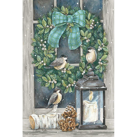 Winter Wreath Black Modern Wood Framed Art Print by Kater, Diane