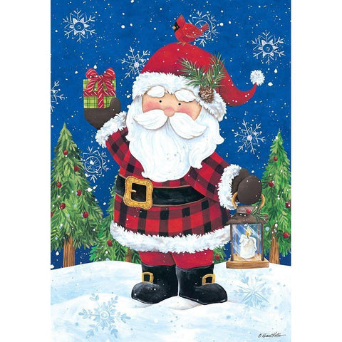 Santa with Lantern Black Modern Wood Framed Art Print with Double Matting by Kater, Diane