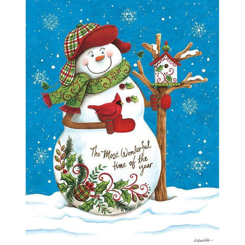 Showman with Cardinals White Modern Wood Framed Art Print by Kater, Diane