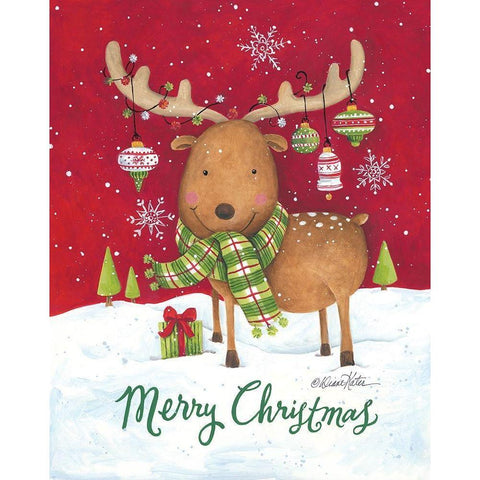 Merry Christmas Reindeer Black Modern Wood Framed Art Print with Double Matting by Kater, Diane