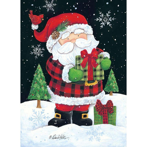 Plaid Santa Claus White Modern Wood Framed Art Print by Kater, Diane