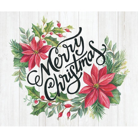 Merry Christmas Swag White Modern Wood Framed Art Print by Kater, Diane