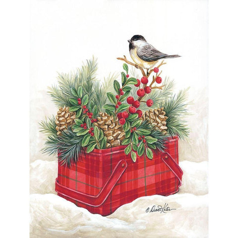 Christmas Lodge Vintage Tin Black Modern Wood Framed Art Print with Double Matting by Kater, Diane