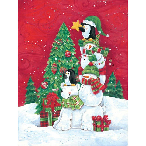 Putting the Star on the Christmas Tree Black Modern Wood Framed Art Print with Double Matting by Kater, Diane