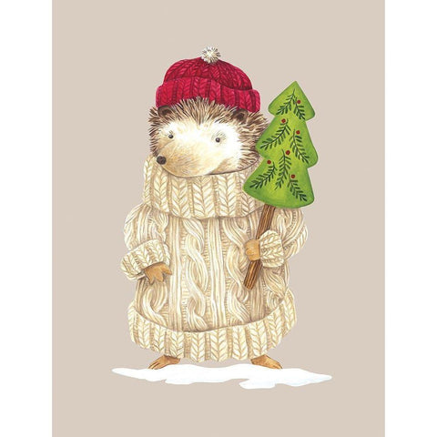 Hedgehog in Sweater Black Modern Wood Framed Art Print with Double Matting by Kater, Diane