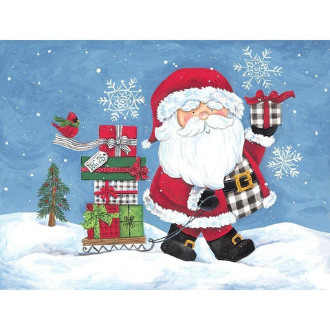 Gifting Santa II White Modern Wood Framed Art Print by Kater, Diane