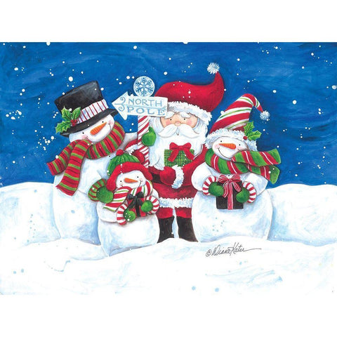 North Pole Friends Black Modern Wood Framed Art Print with Double Matting by Kater, Diane