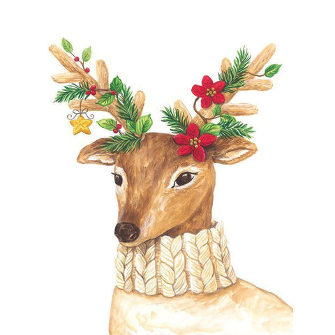 Christmas Deer Black Modern Wood Framed Art Print with Double Matting by Kater, Diane