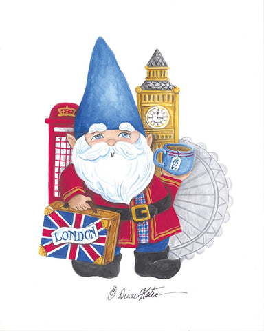 London Gnome White Modern Wood Framed Art Print with Double Matting by Kater, Diane