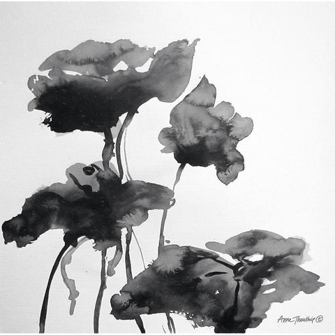 Lotus Flowers I  White Modern Wood Framed Art Print by Thouthip, Anne