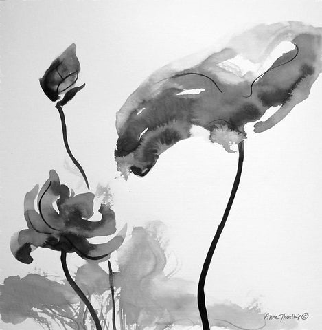 Lotus Flowers II    Black Ornate Wood Framed Art Print with Double Matting by Thouthip, Anne