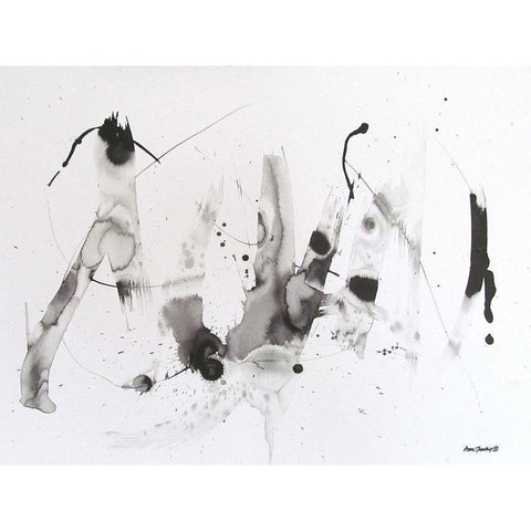 Abstract  Ink   White Modern Wood Framed Art Print by Thouthip, Anne