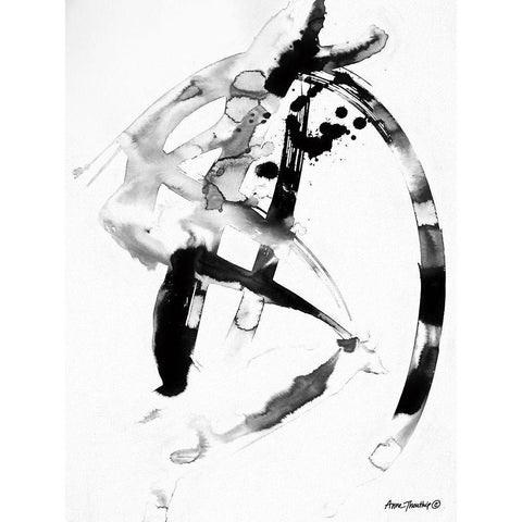 Ink Dance    Black Modern Wood Framed Art Print by Thouthip, Anne