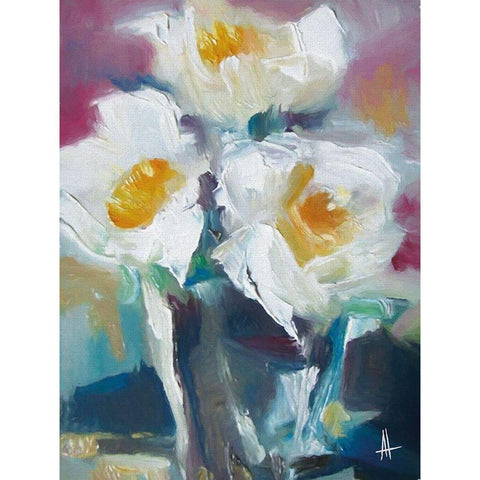 Wild Roses I Gold Ornate Wood Framed Art Print with Double Matting by Thouthip, Anne
