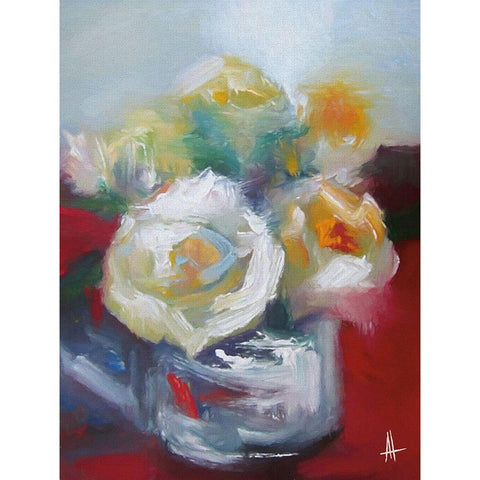 Wild Roses II Black Modern Wood Framed Art Print with Double Matting by Thouthip, Anne