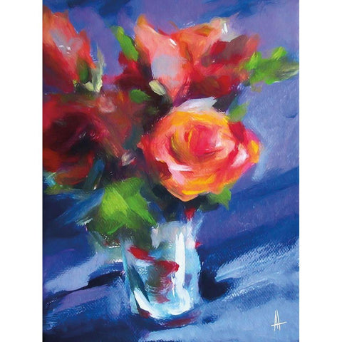 Orange Rose Black Modern Wood Framed Art Print by Thouthip, Anne