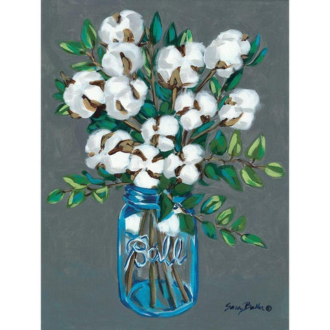 Vintage Blues with Cotton Black Modern Wood Framed Art Print by Baker, Sara