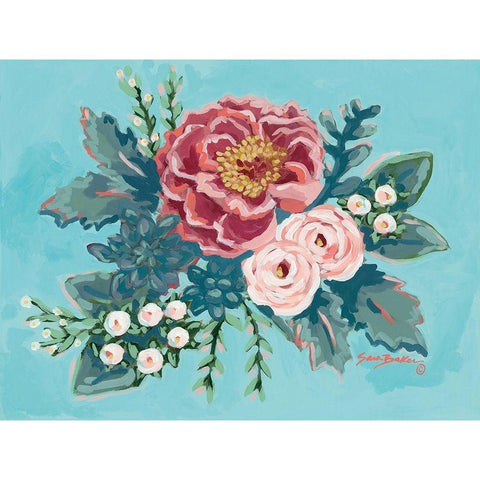 Peony Spring I Gold Ornate Wood Framed Art Print with Double Matting by Baker, Sara