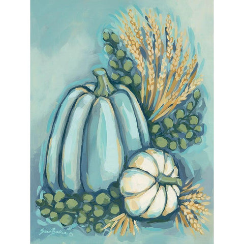 Blue Harvest II White Modern Wood Framed Art Print by Baker, Sara