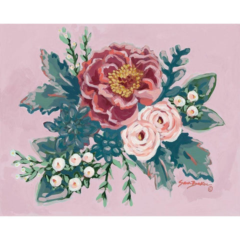 Peony Spring  Black Modern Wood Framed Art Print by Baker, Sara