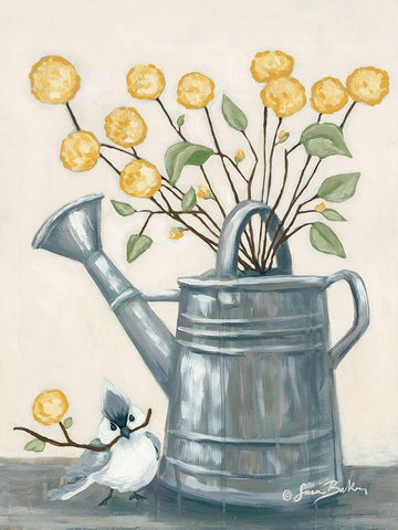 Sharing Flowers with a Friend White Modern Wood Framed Art Print with Double Matting by Baker, Sara