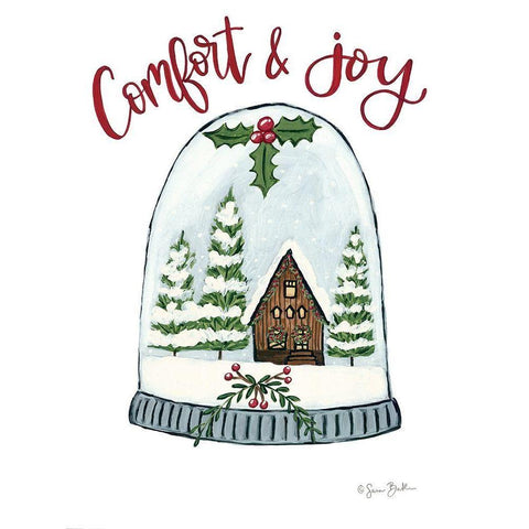 Comfort and Joy Cabin White Modern Wood Framed Art Print by Baker, Sara