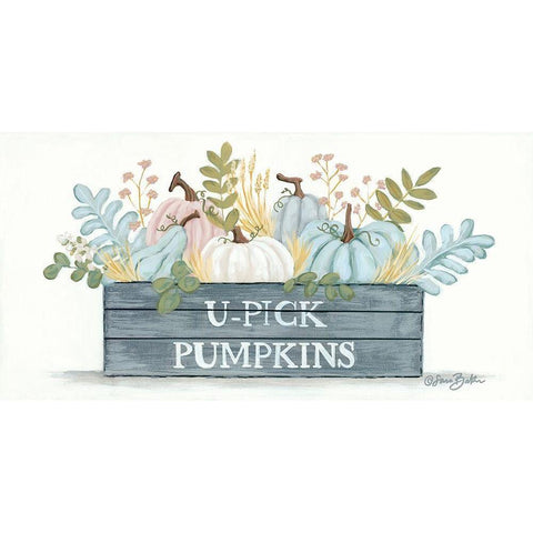 U-Pick Pumpkins Black Modern Wood Framed Art Print with Double Matting by Baker, Sara