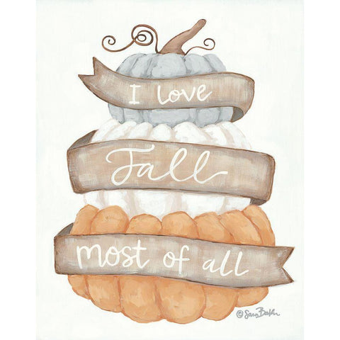 I Love Fall    Black Modern Wood Framed Art Print by Baker, Sara