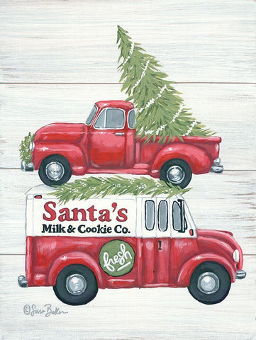 Santas Milk and Cookie Co. Black Ornate Wood Framed Art Print with Double Matting by Baker, Sara