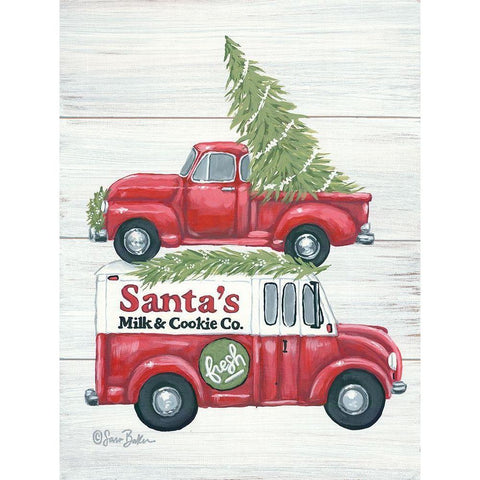 Santas Milk and Cookie Co. White Modern Wood Framed Art Print by Baker, Sara