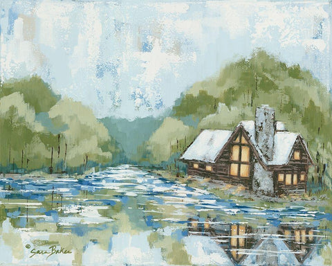 Adventure Lake White Modern Wood Framed Art Print with Double Matting by Baker, Sara