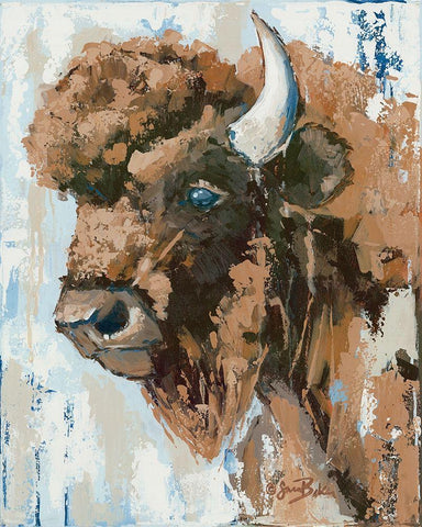 Boone the Bison Black Ornate Wood Framed Art Print with Double Matting by Ebert, Roey