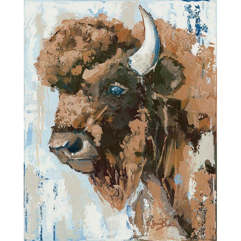 Boone the Bison Black Modern Wood Framed Art Print by Ebert, Roey