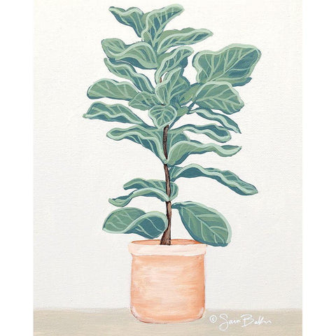 Fiddle Leaf Fig Gold Ornate Wood Framed Art Print with Double Matting by Baker, Sara