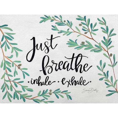 Just Breathe Olive Stems Black Modern Wood Framed Art Print by Ebert, Roey