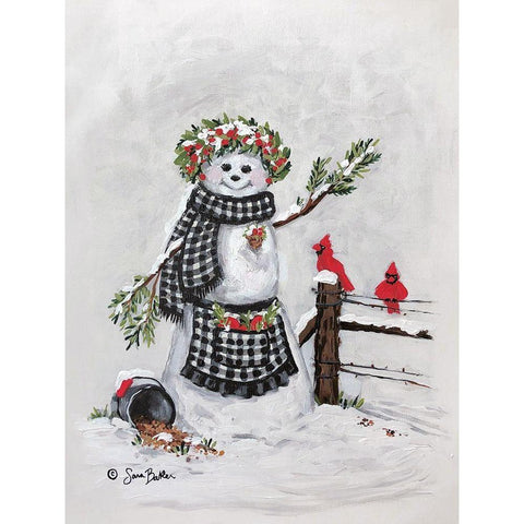 Frosty Friends II White Modern Wood Framed Art Print by Baker, Sara