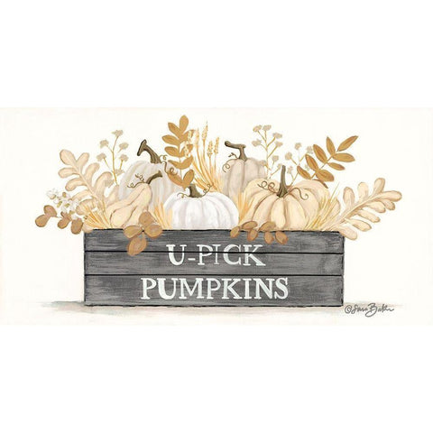 U-Pick Pumpkins     Gold Ornate Wood Framed Art Print with Double Matting by Baker, Sara