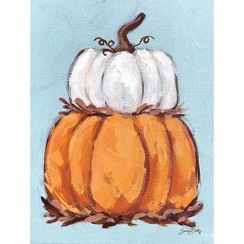 Pumpkin Stack I Black Modern Wood Framed Art Print with Double Matting by Baker, Sara