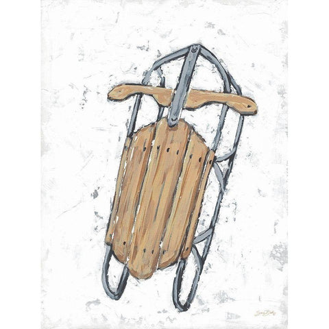 Winter Gear Vintage Sled Black Modern Wood Framed Art Print with Double Matting by Baker, Sara