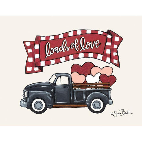 Loads of Love Truck Black Modern Wood Framed Art Print with Double Matting by Baker, Sara