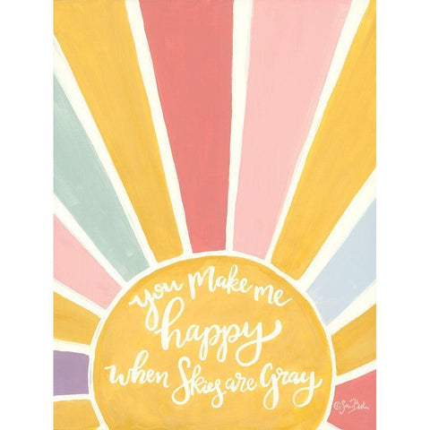 Happy Sunshine      White Modern Wood Framed Art Print by Baker, Sara