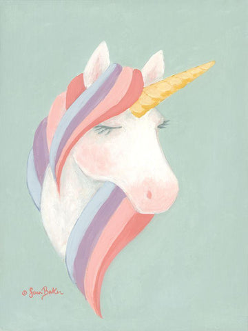 Unicorn     White Modern Wood Framed Art Print with Double Matting by Baker, Sara