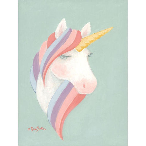 Unicorn     White Modern Wood Framed Art Print by Baker, Sara